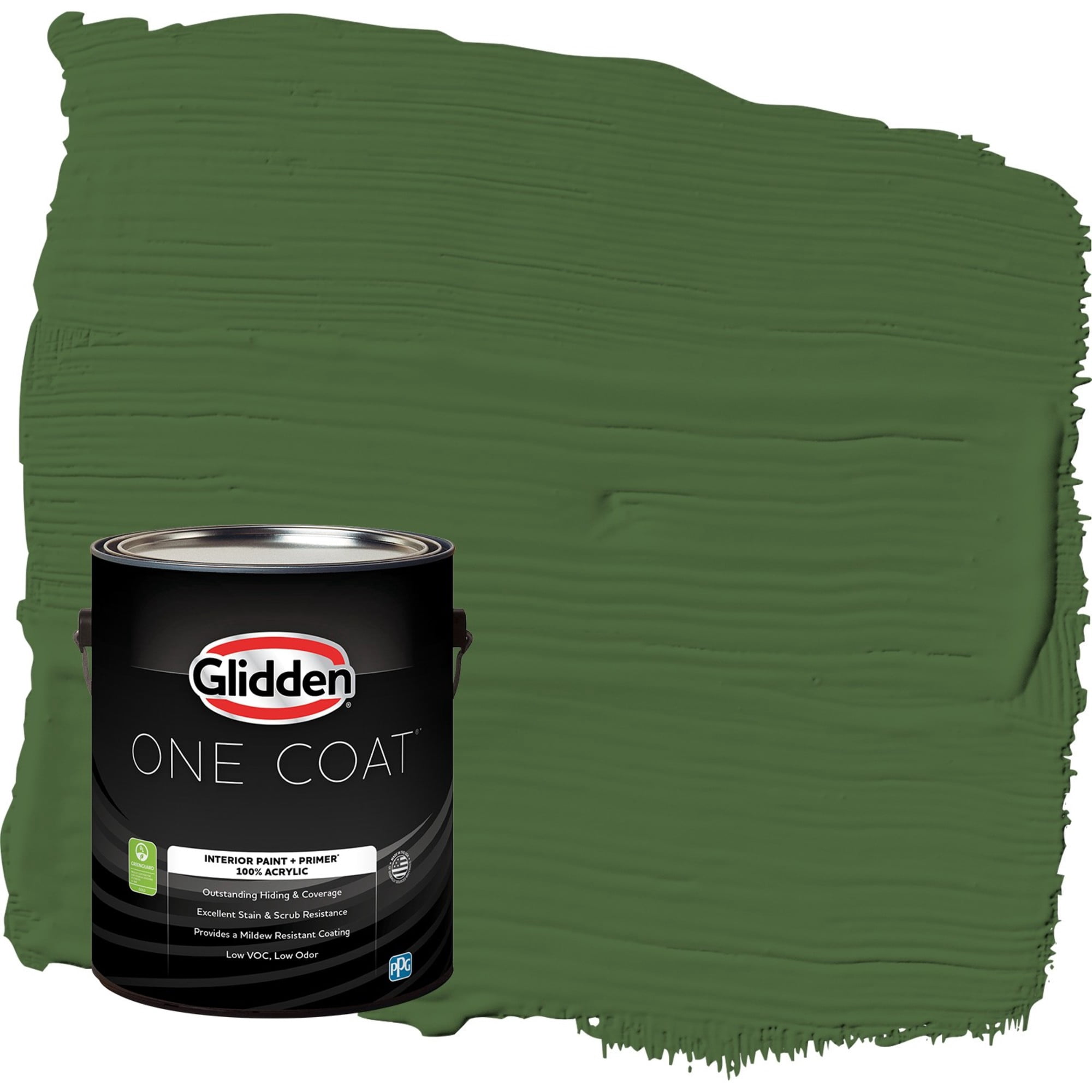 Glidden One Coat Mountain Forest / Green Semi-Gloss Interior Paint with Primer, 1 Gallon