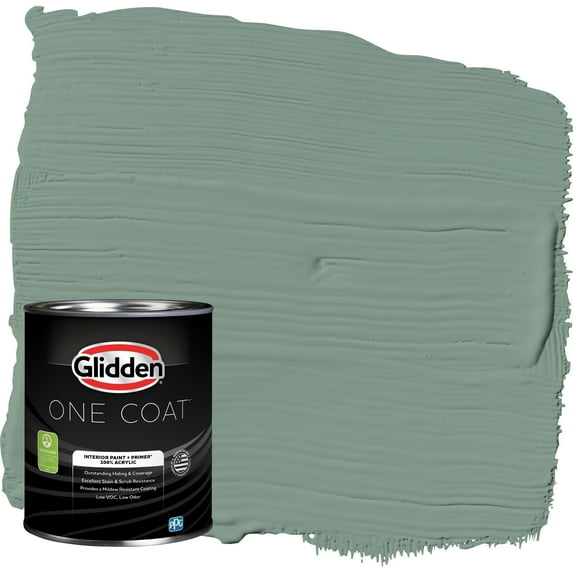 Glidden One Coat Interior Paint and Primer, Paradise Found / Blue, 1 Quart, Flat