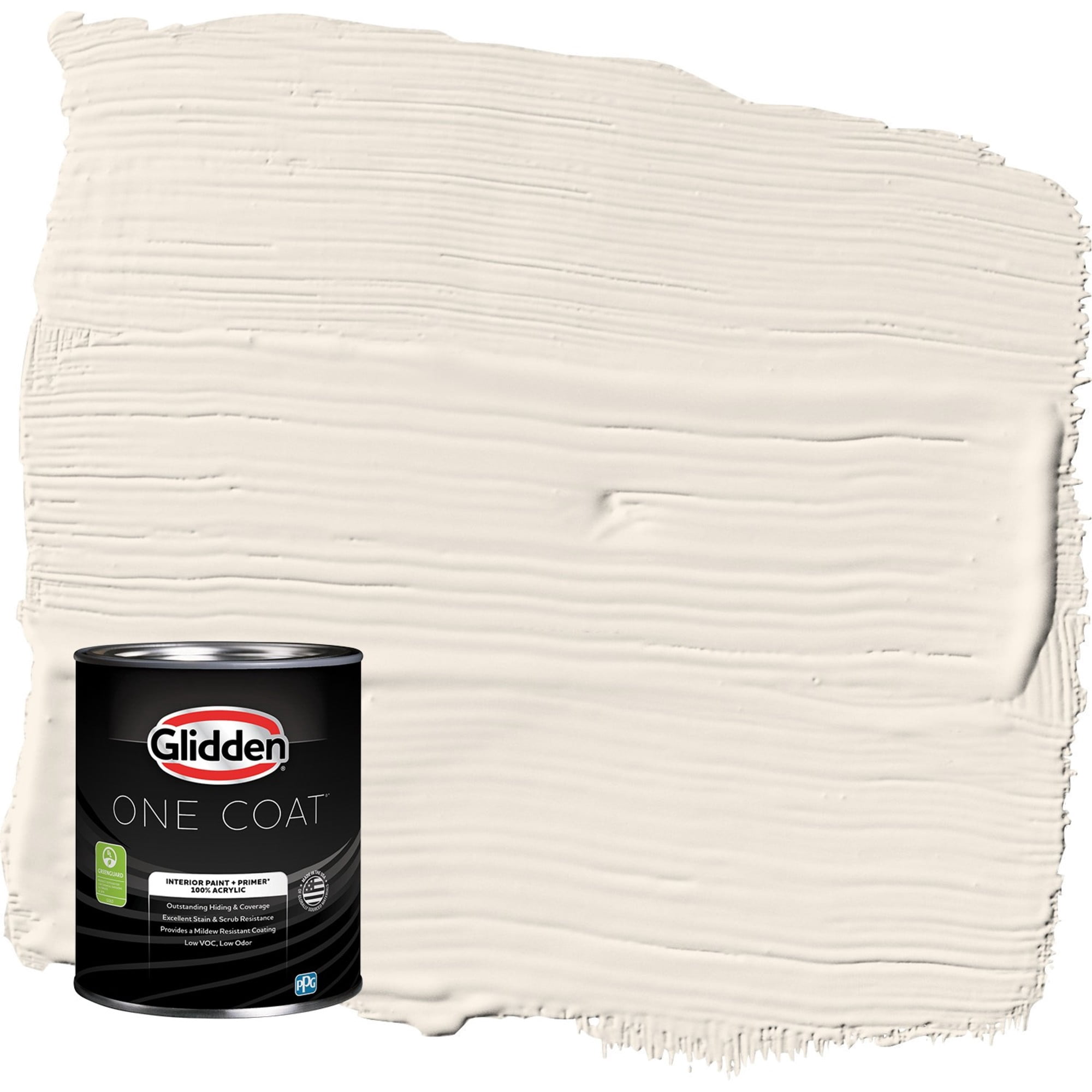 Glidden One Coat Interior Paint and Primer, Pearls and Lace / White, 1 Quart, Semi-Gloss