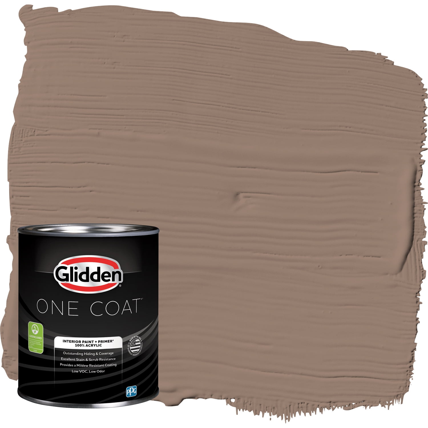 Glidden One Coat Interior Paint and Primer, Peppered Pecan / Brown, 1-Quart, Flat