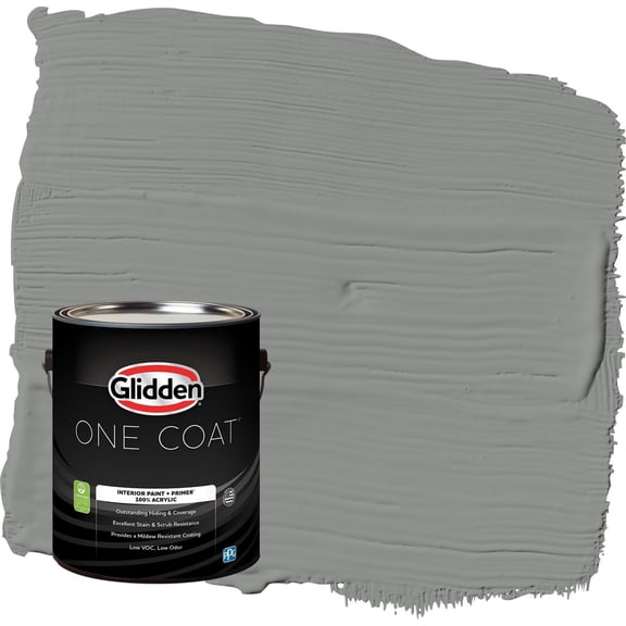 Glidden One Coat Phoenix Fossil / Gray Eggshell Interior Paint with Primer, 1 Gallon