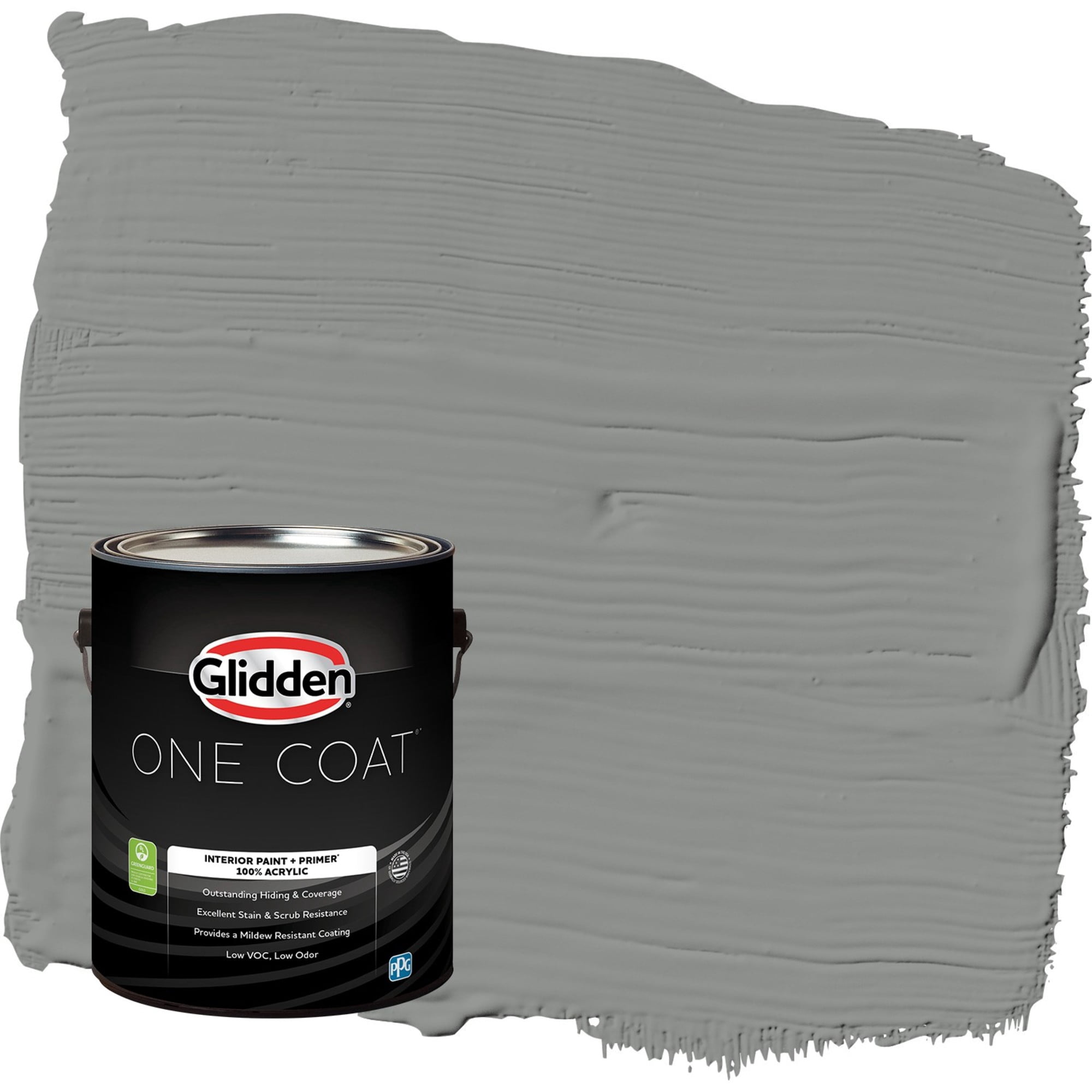 Glidden One Coat Phoenix Fossil / Gray Flat Interior Paint with Primer, 1 Gallon