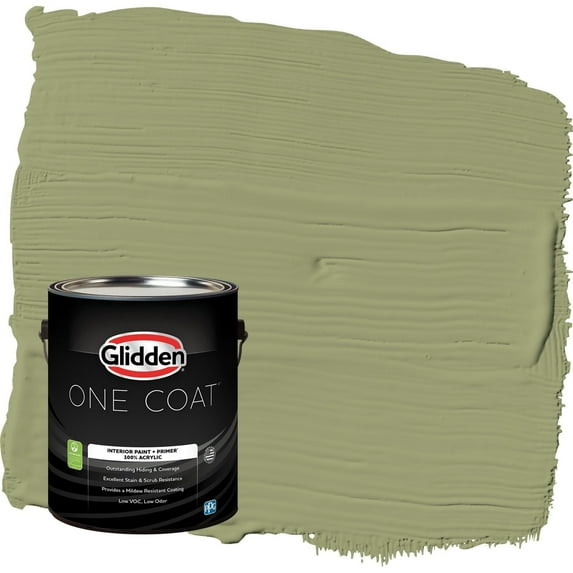Glidden One Coat Pine Trail / Green Flat Interior Paint with Primer, 1 Gallon