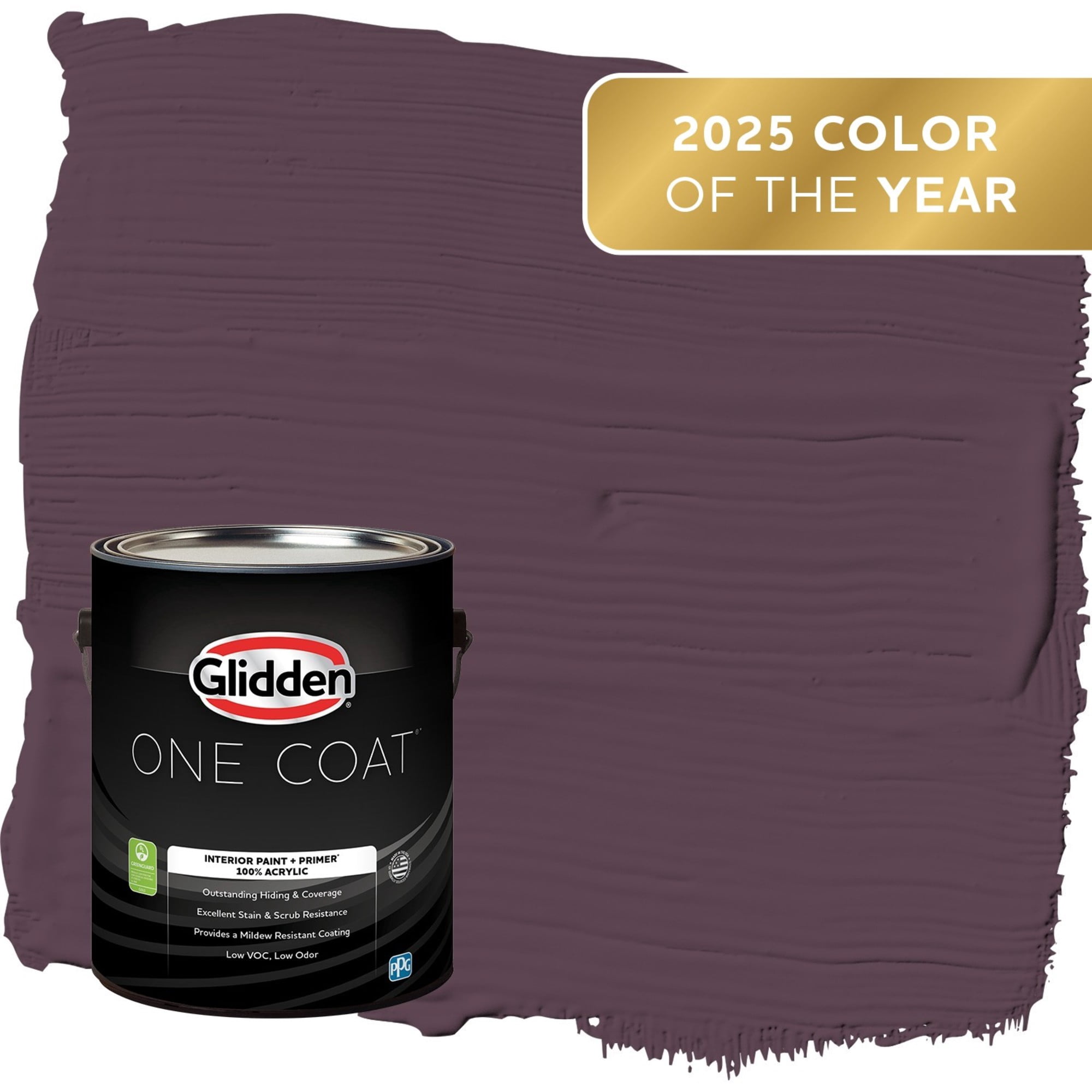 Glidden One Coat Purple Basil / Purple Eggshell Interior Paint with Primer, 1 Gallon