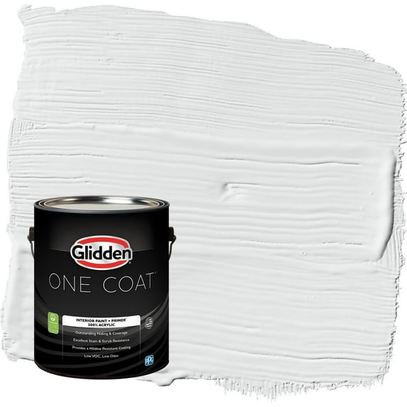 Glidden One Coat Radisson / White Semi-Gloss Interior Paint with Primer, 1 Gallon