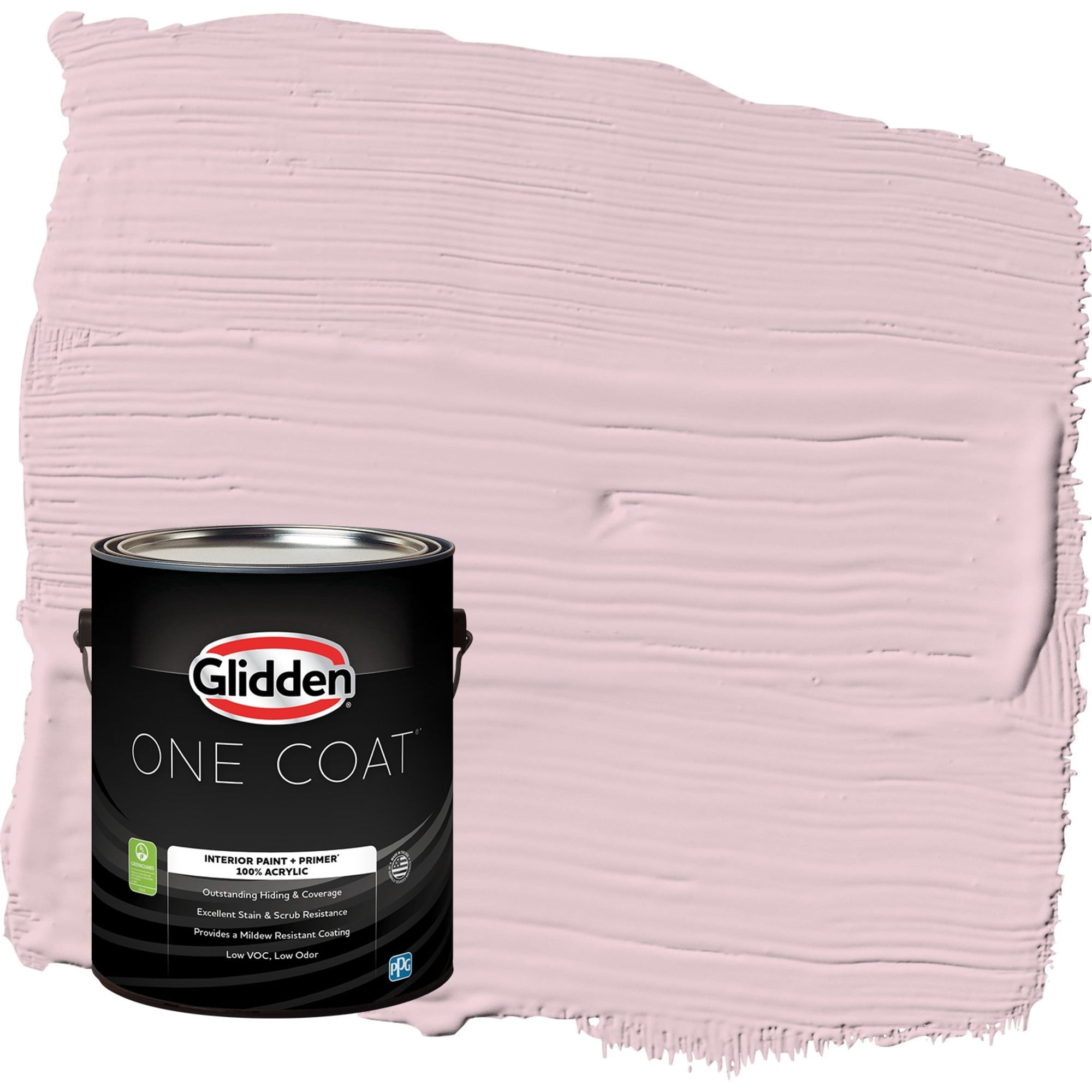 Glidden One Coat Rose Cloud / Pink Flat Interior Paint with Primer, 1 Gallon