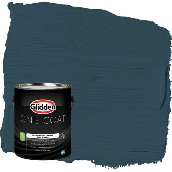 Glidden One Coat Sailor's Coat / Blue Flat Interior Paint with Primer, 1 Gallon