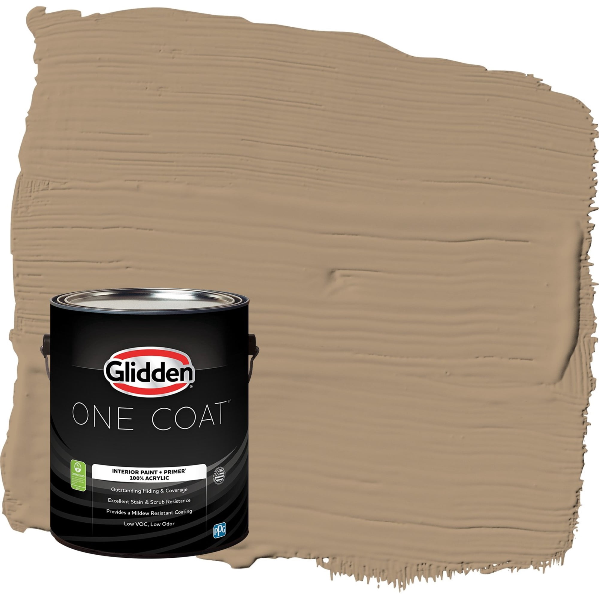 Glidden One Coat Sauteed Mushroom / Beige Semi-Gloss Interior Paint with Primer, 1 Gallon