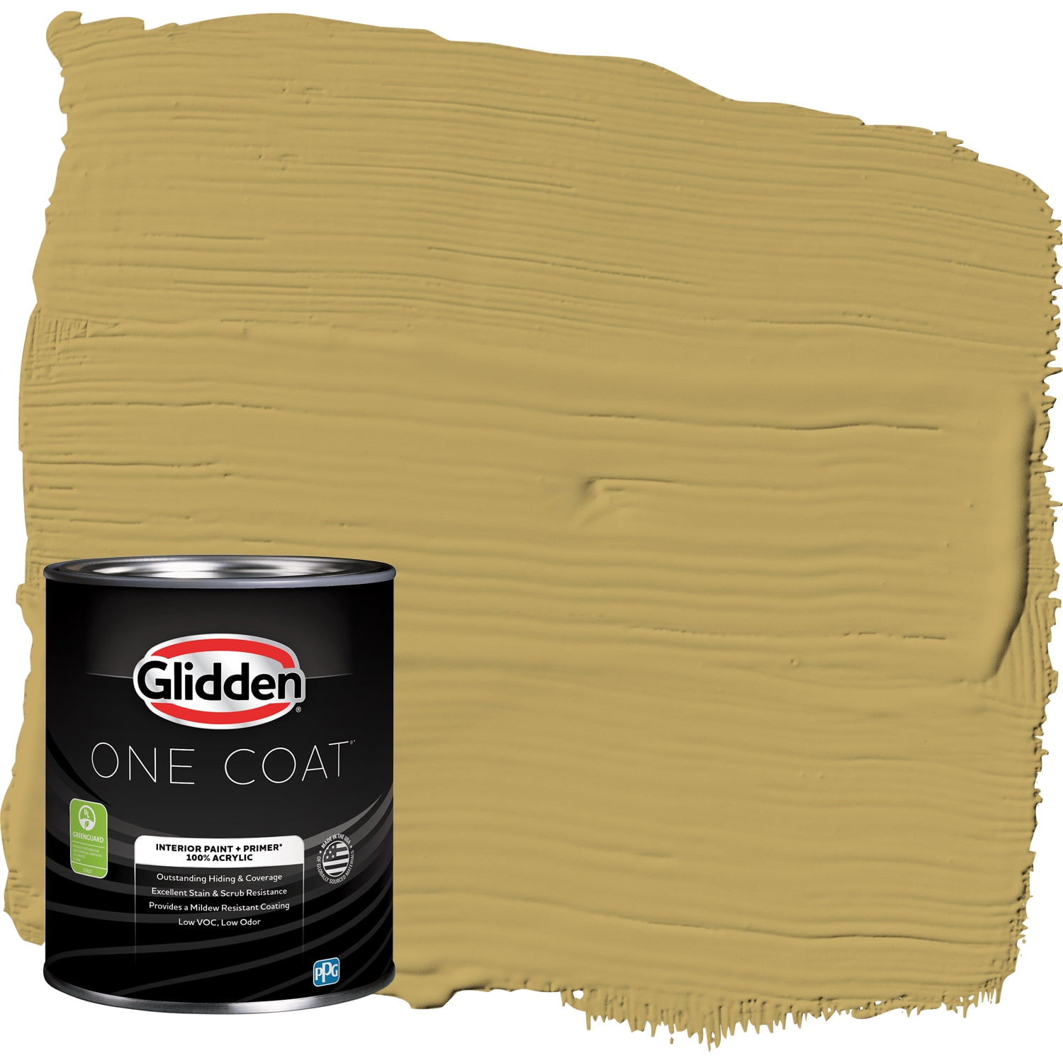 Glidden One Coat Interior Paint and Primer, Shutter Bug / Yellow, 1 Quart, Semi-Gloss