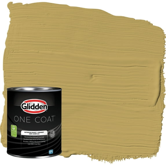Glidden One Coat Interior Paint and Primer, Shutter Bug / Yellow, 1 Quart, Semi-Gloss