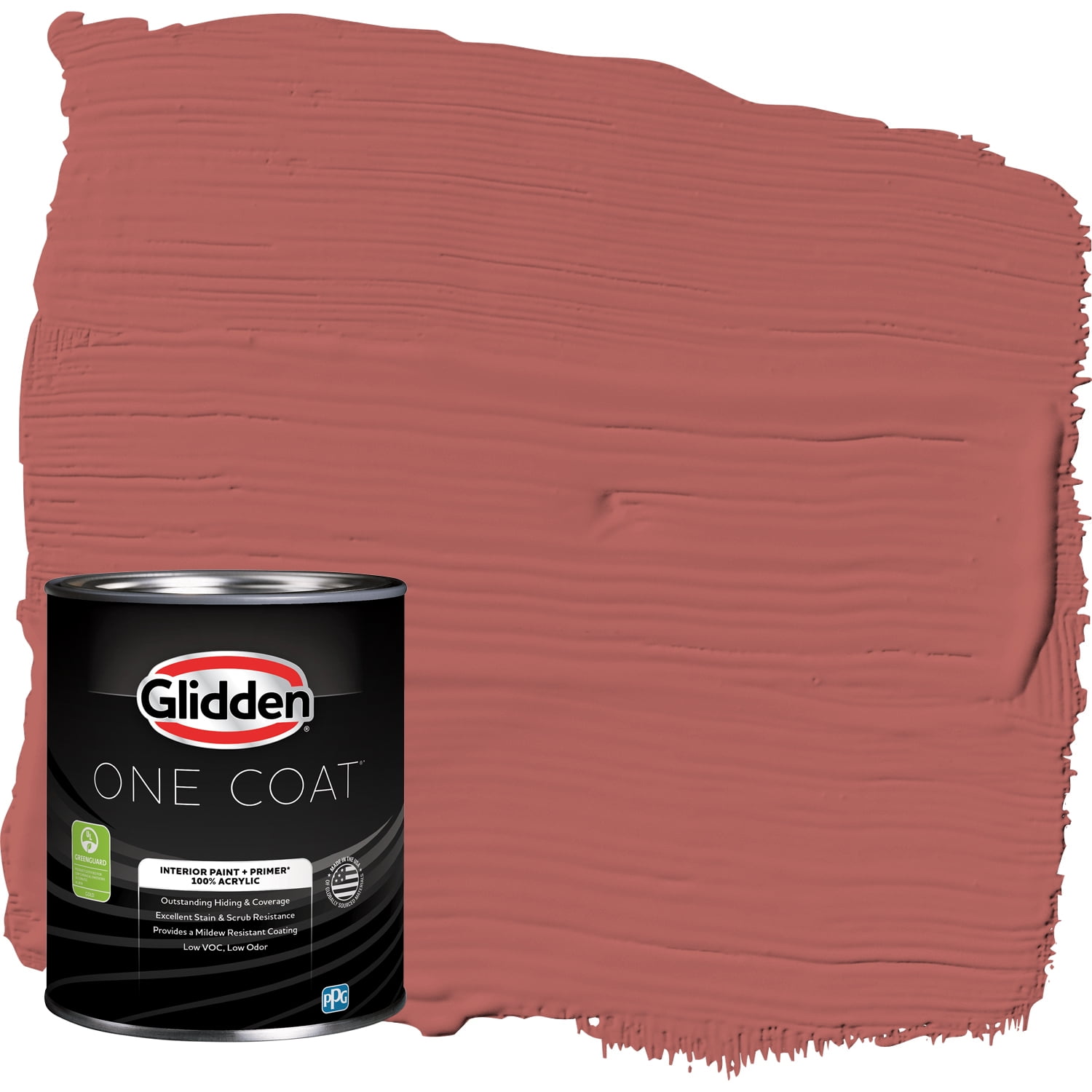 Glidden One Coat Interior Paint and Primer, Sienna Red / Red, 1-Quart, Flat