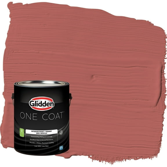 Glidden One Coat Sienna Red / Red Eggshell Interior Paint with Primer, 1 Gallon