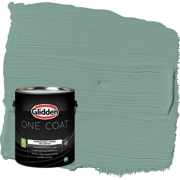 Glidden One Coat Silver Laurel / Green Semi-Gloss Interior Paint with Primer, 1 Gallon
