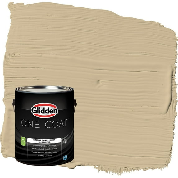 Glidden One Coat Spiced Vinegar / Beige Eggshell Interior Paint with Primer, 1 Gallon