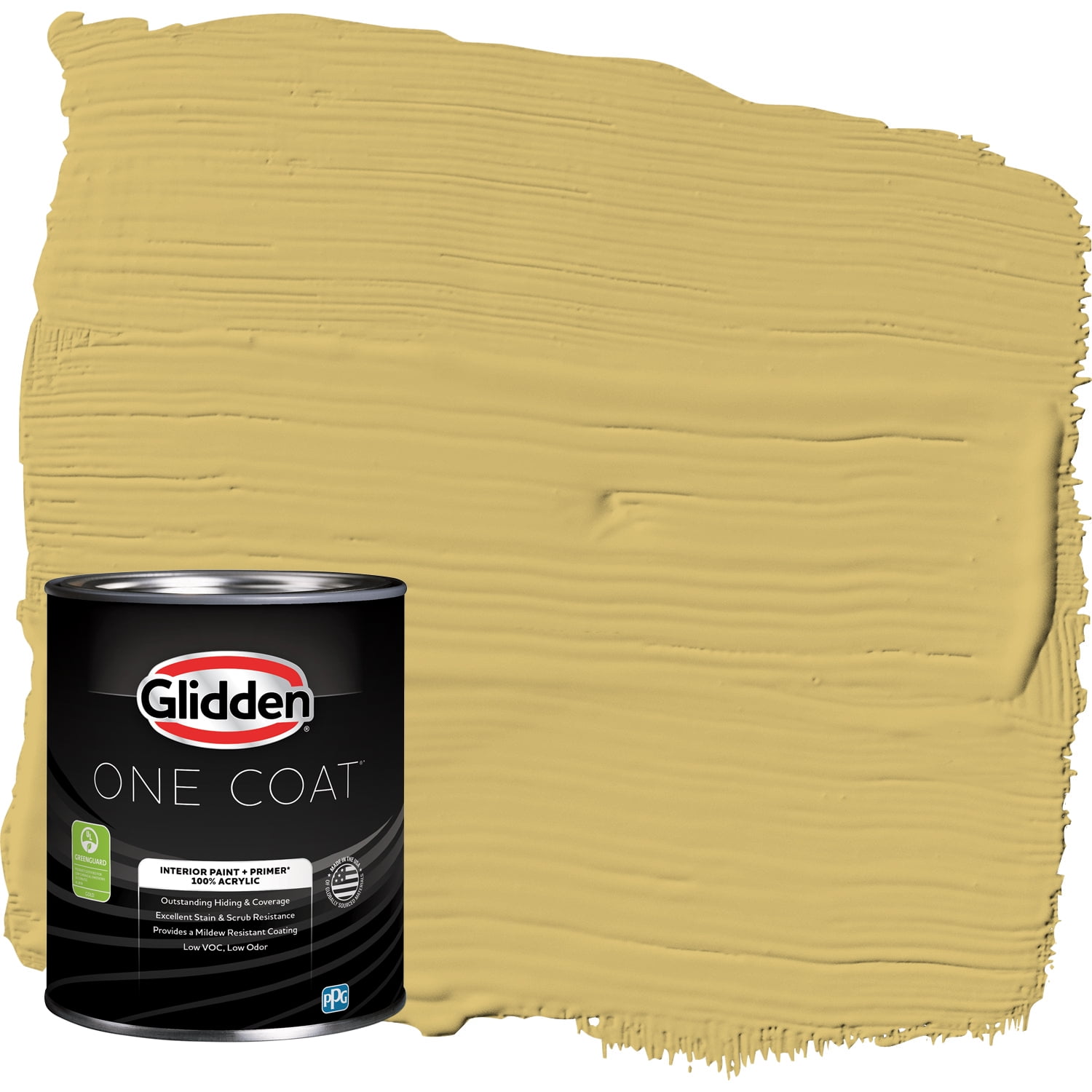 Glidden One Coat Interior Paint and Primer, Spicy Mustard / Yellow, 1 Quart, Flat