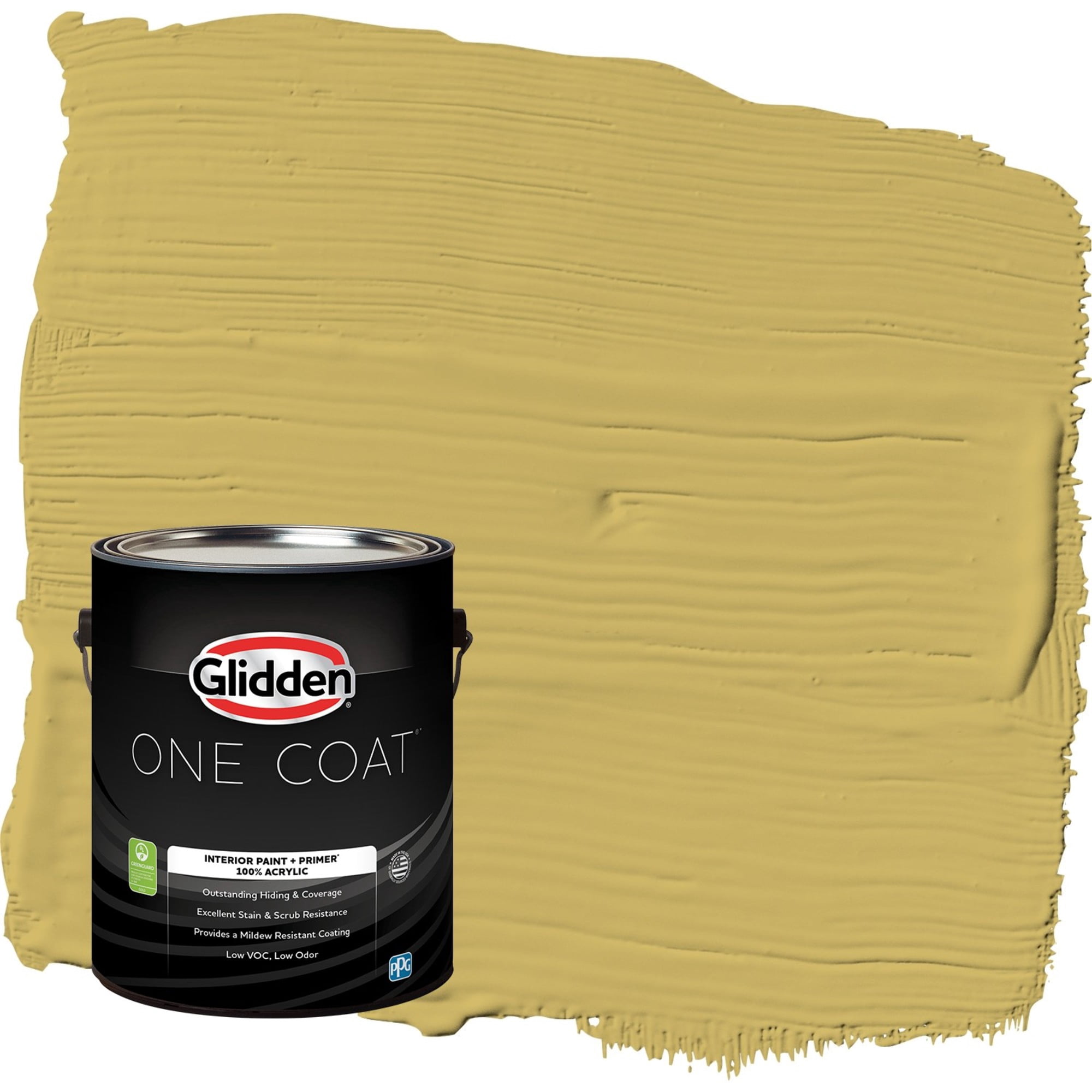 Glidden One Coat Split Pea Soup / Green Semi-Gloss Interior Paint with Primer, 1 Gallon