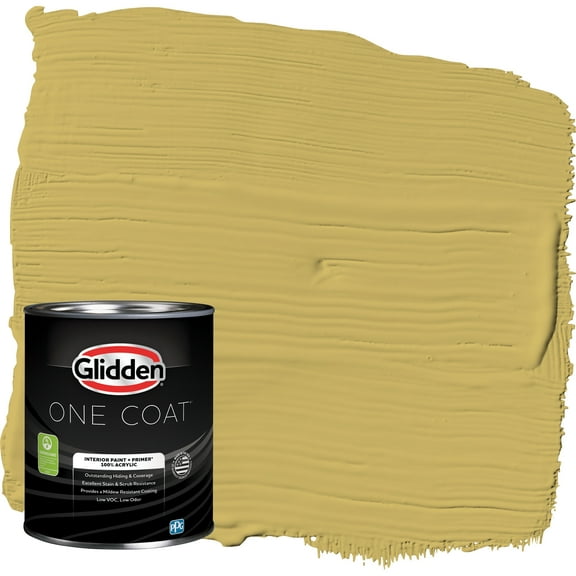 Glidden One Coat Interior Paint and Primer, Split Pea Soup / Yellow, 1 Quart, Eggshell