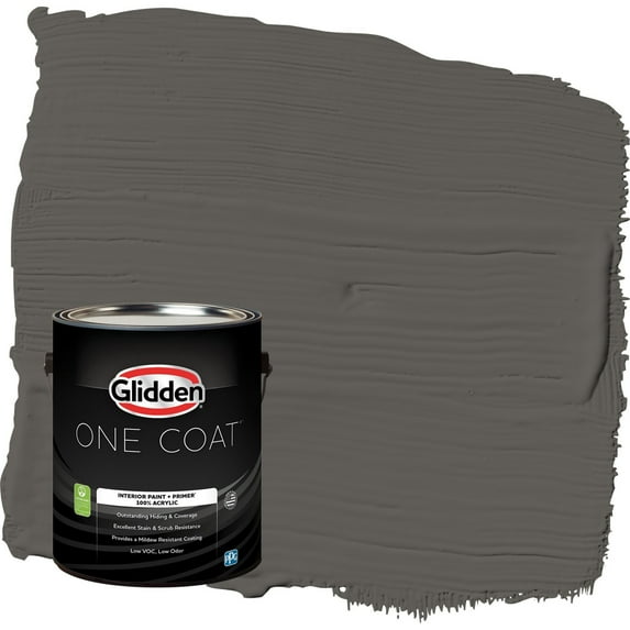 Glidden One Coat Stone's Throw / Gray Flat Interior Paint with Primer, 1 Gallon