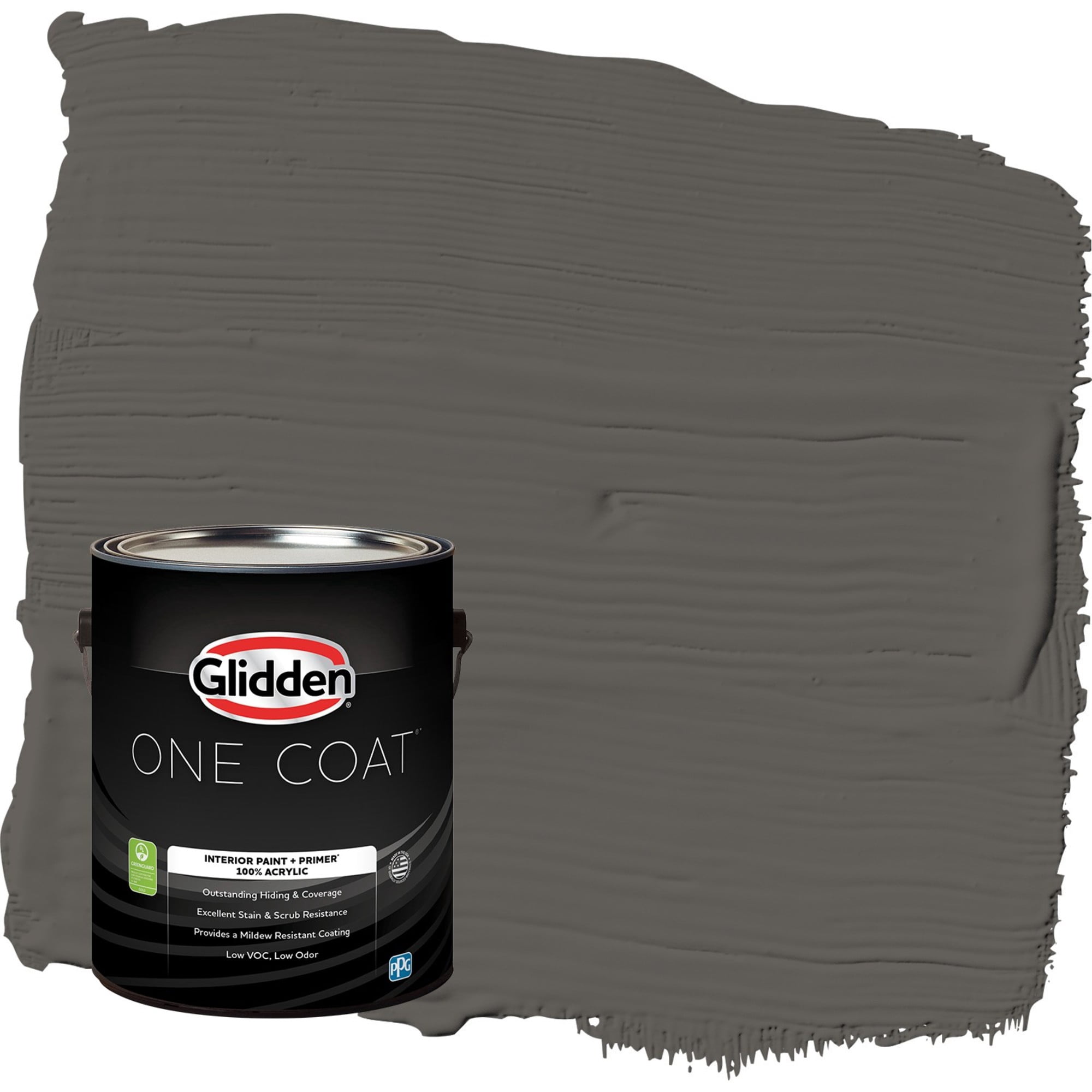 Glidden One Coat Stone's Throw / Gray Semi-Gloss Interior Paint with Primer, 1 Gallon