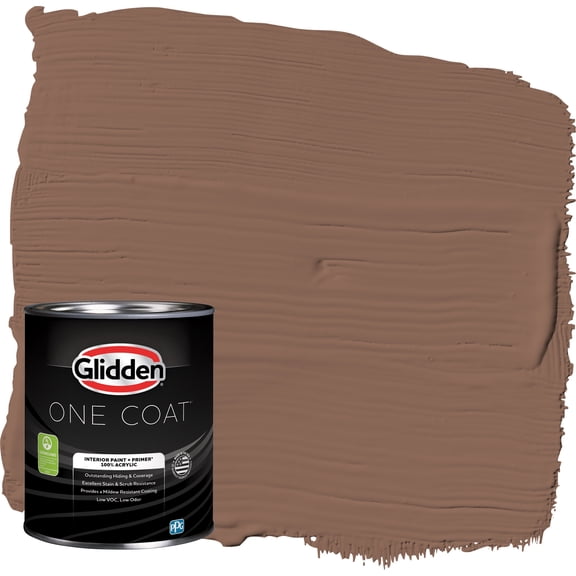 Glidden One Coat Interior Paint and Primer, Suede Leather / Brown, 1-Quart, Semi-Gloss