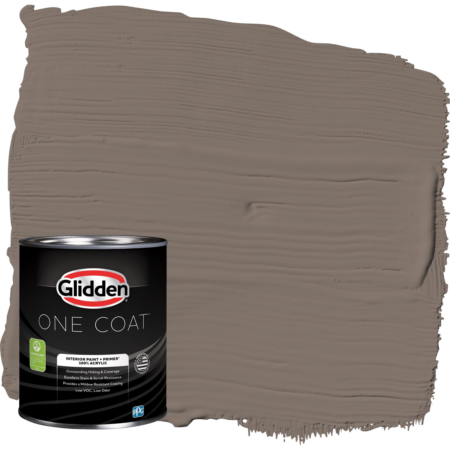 Glidden One Coat Interior Paint and Primer, Tattle Tail / Gray, 1-Quart, Eggshell