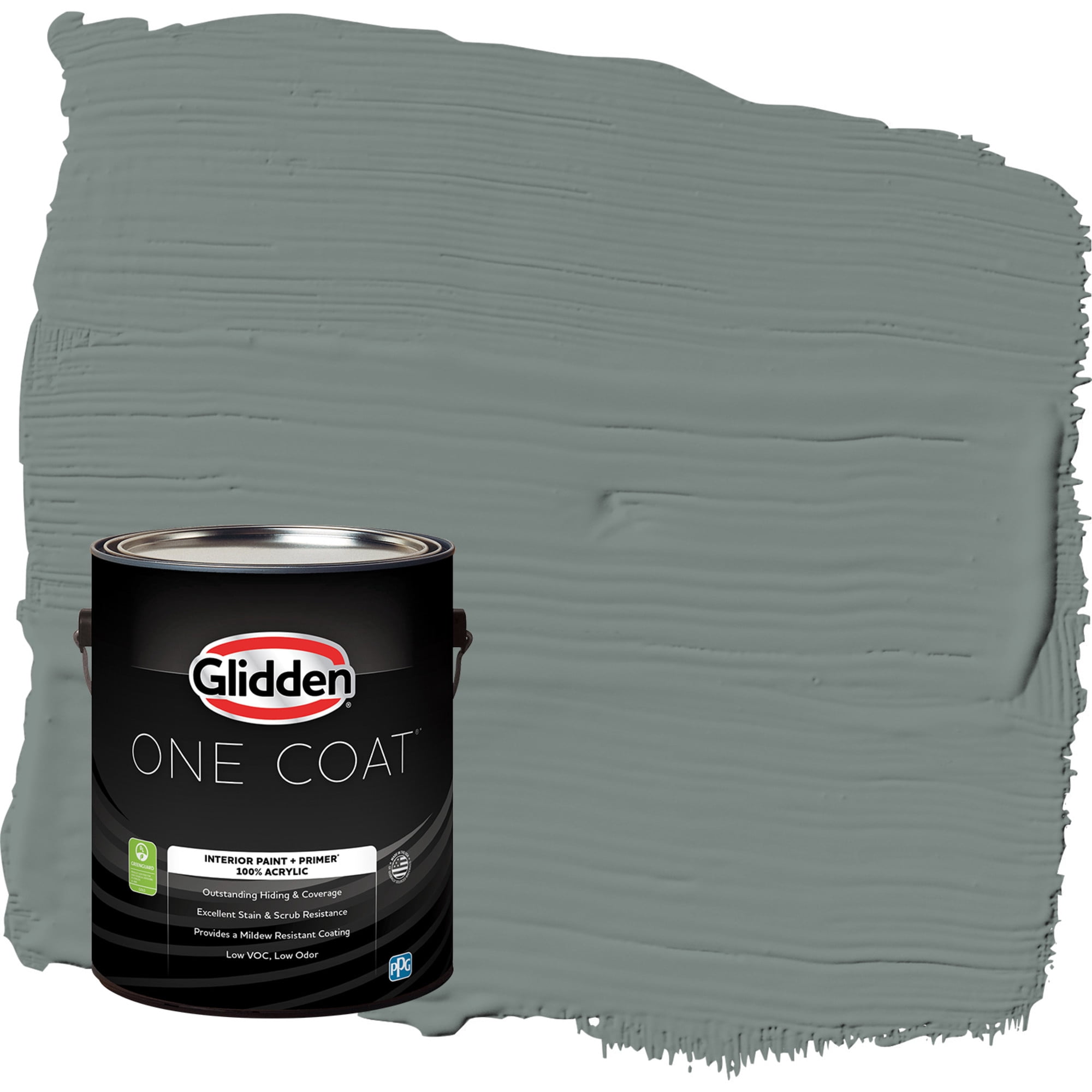 Glidden One Coat Thunderbolt / Gray Semi-Gloss Interior Paint with Primer, 1 Gallon