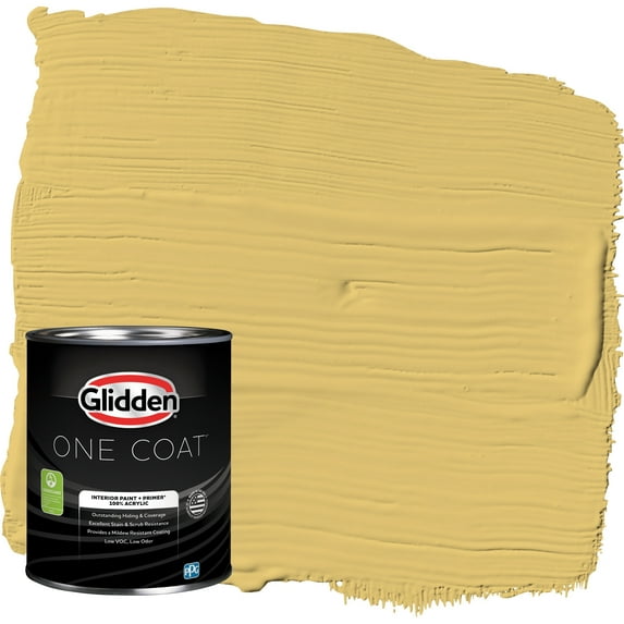Glidden One Coat Interior Paint and Primer, Tropical Siesta / Yellow, 1 Quart, Eggshell