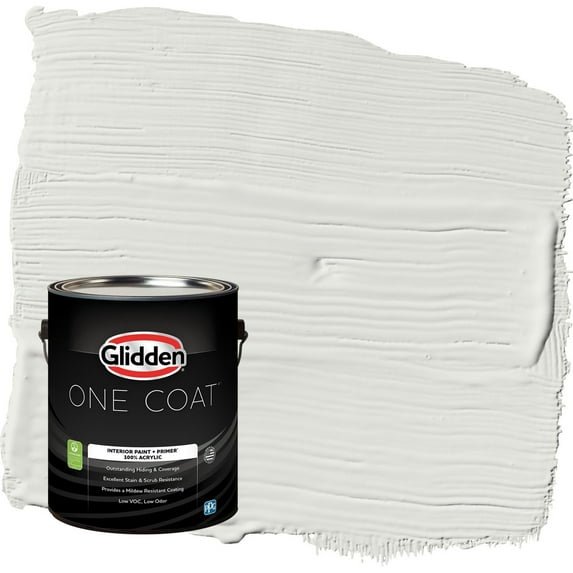 Glidden One Coat Tundra Frost / Grey Flat Interior Paint with Primer, 1 Gallon