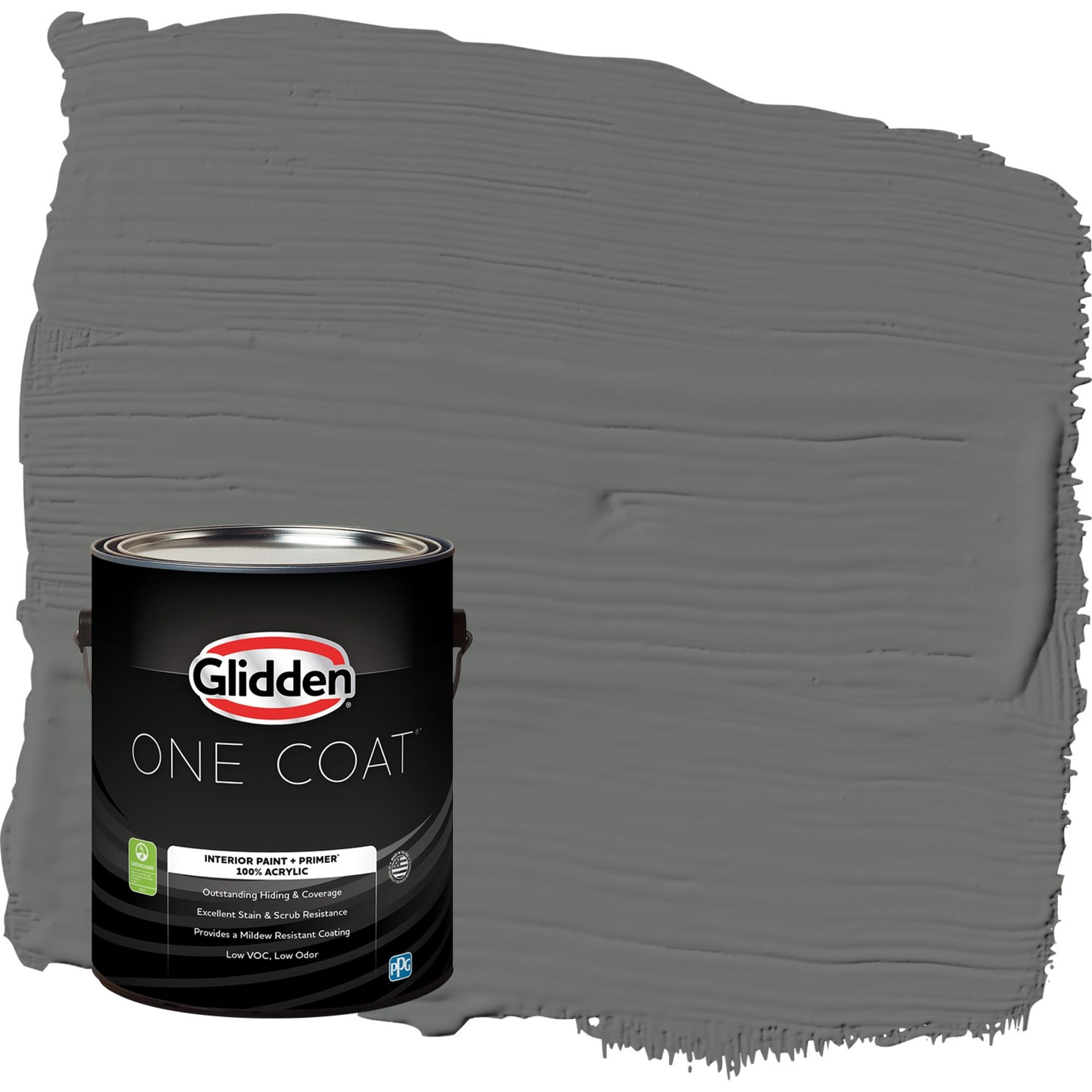 Glidden One Coat Up in Smoke / Gray Eggshell Interior Paint with Primer, 1  Gallon, image size:2000x2000
