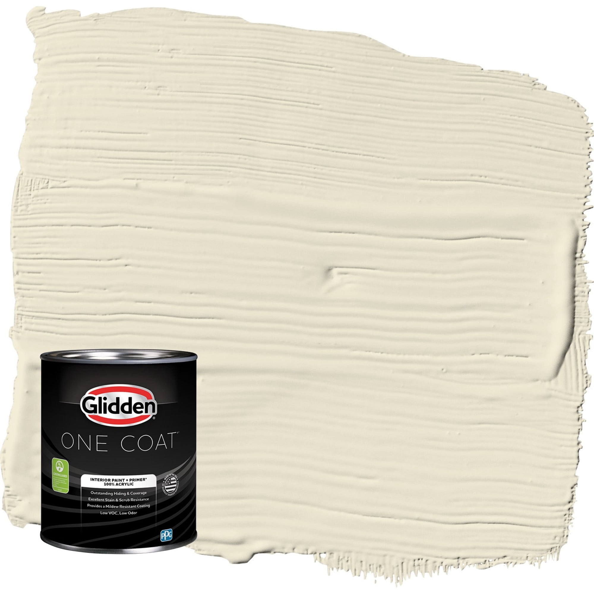 Glidden One Coat Vanilla Love / Off-White Semi-Gloss Interior Paint with Primer, 1 Quart