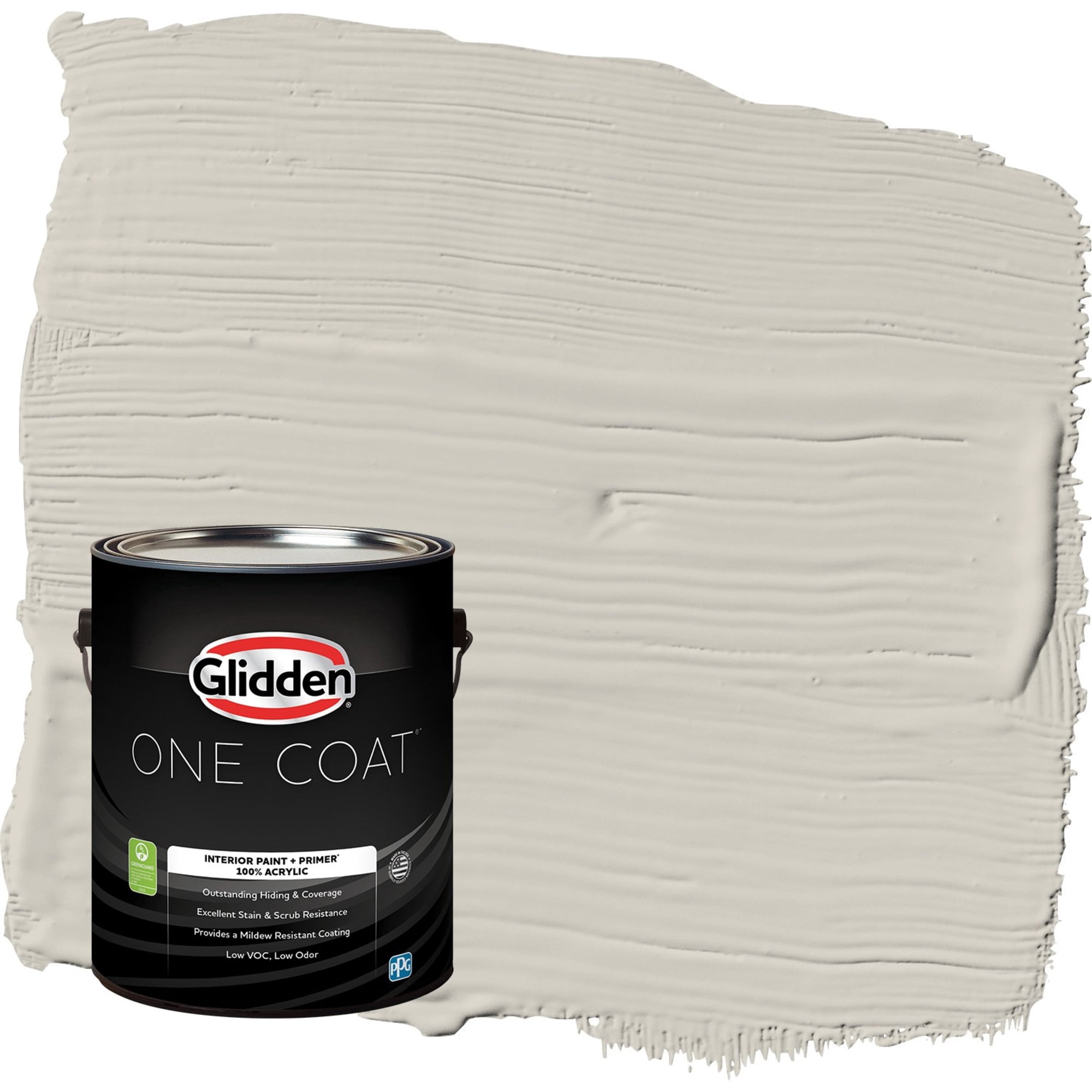 Glidden One Coat Whiskers / Gray Semi-Gloss Interior Paint with Primer, 1 Gallon