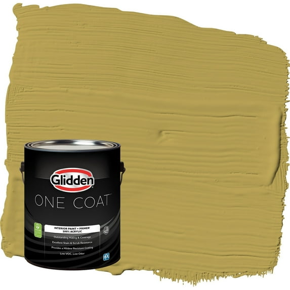Glidden One Coat Woolen Mittens / Green Flat Interior Paint with Primer, 1 Gallon