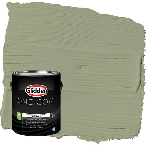Glidden One Coat Zebra Grass / Green Eggshell Interior Paint with Primer, 1 Gallon