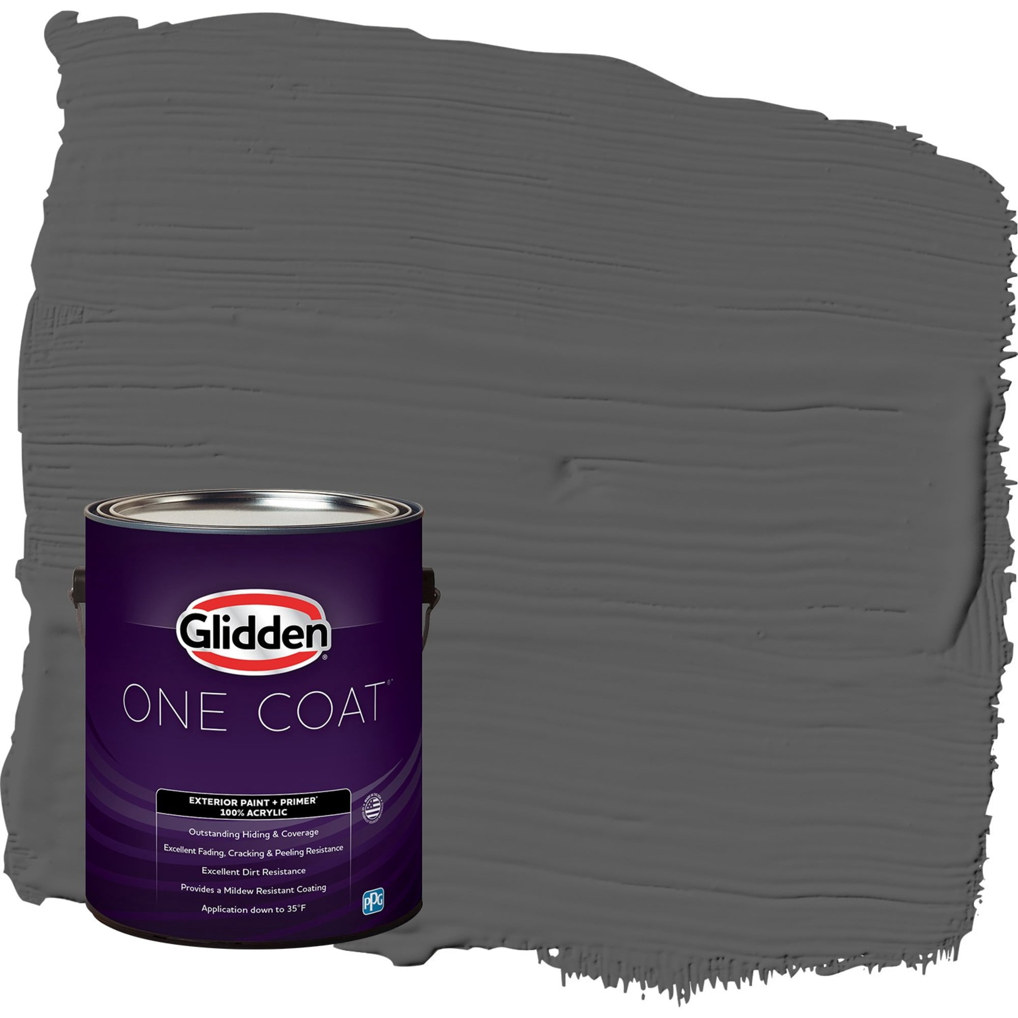 Glidden One Coat Knight's Armor / Gray Satin Exterior Paint with Primer, 1 Gallon