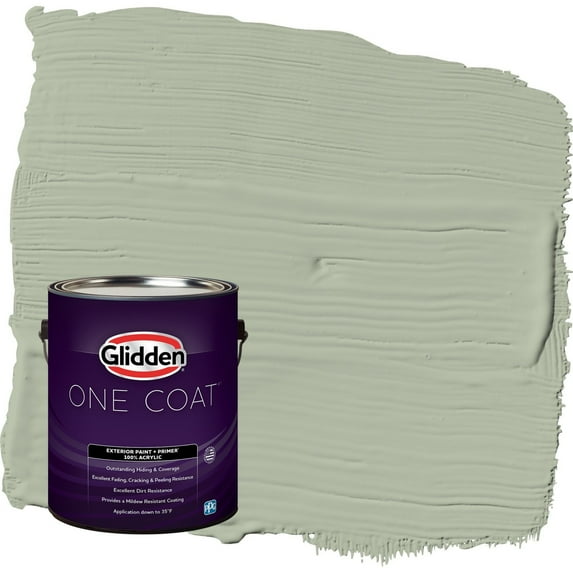 Glidden One Coat Light Sage / Green Satin Exterior Paint with Primer, 1 Gallon