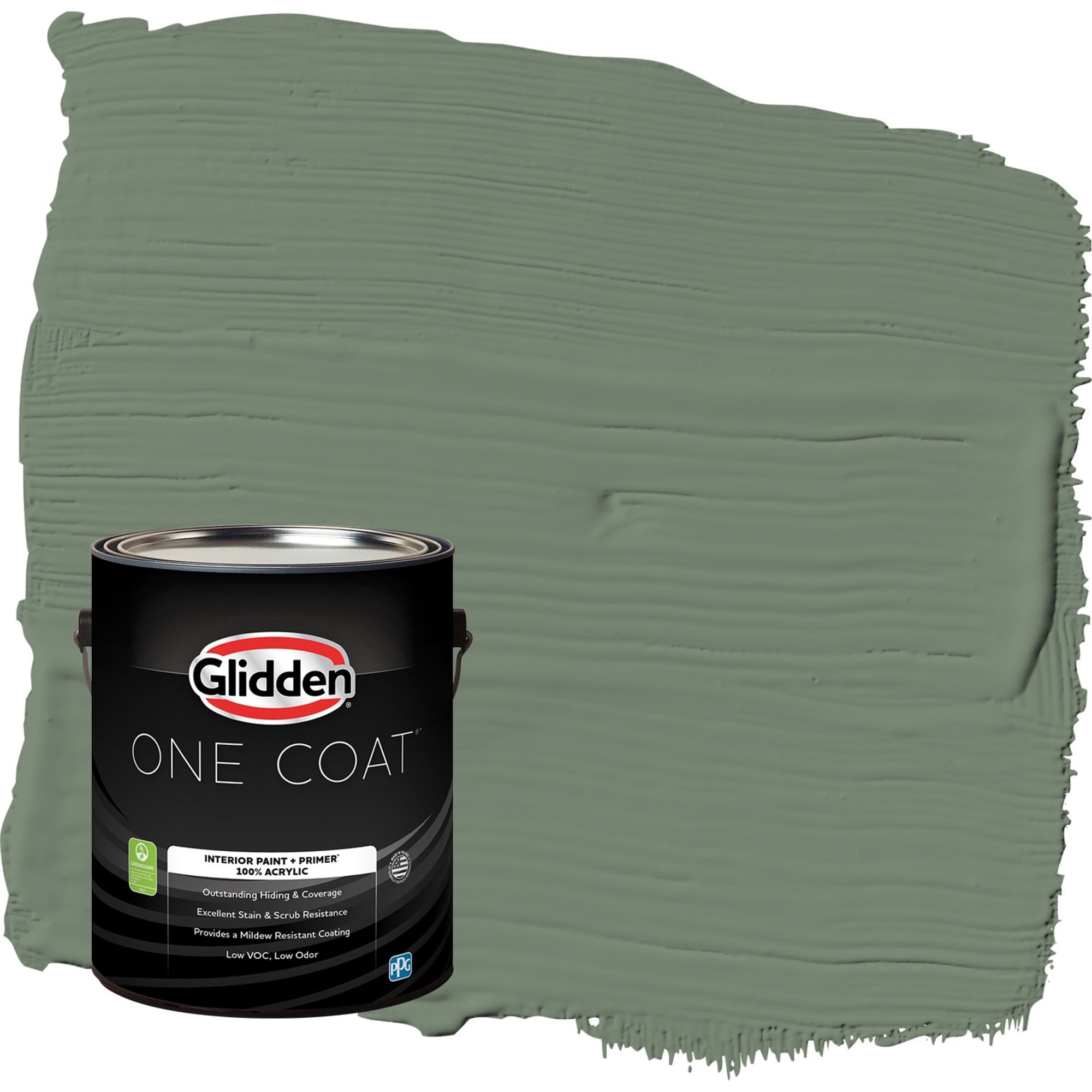 Glidden One Coat Lottery Winnings / Green Eggshell Interior Paint with Primer, 1 Gallon