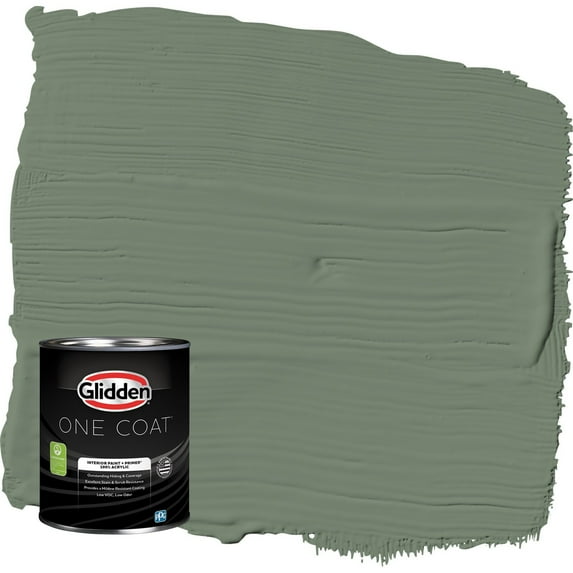 Glidden One Coat Lottery Winnings / Green Eggshell Interior Paint with Primer, 1 Quart