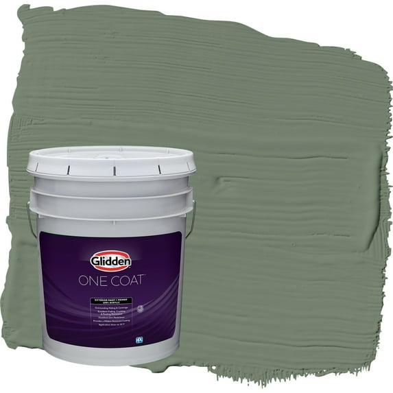 Glidden One Coat Lottery Winnings / Green Flat Exterior Paint with Primer, 5 Gallon