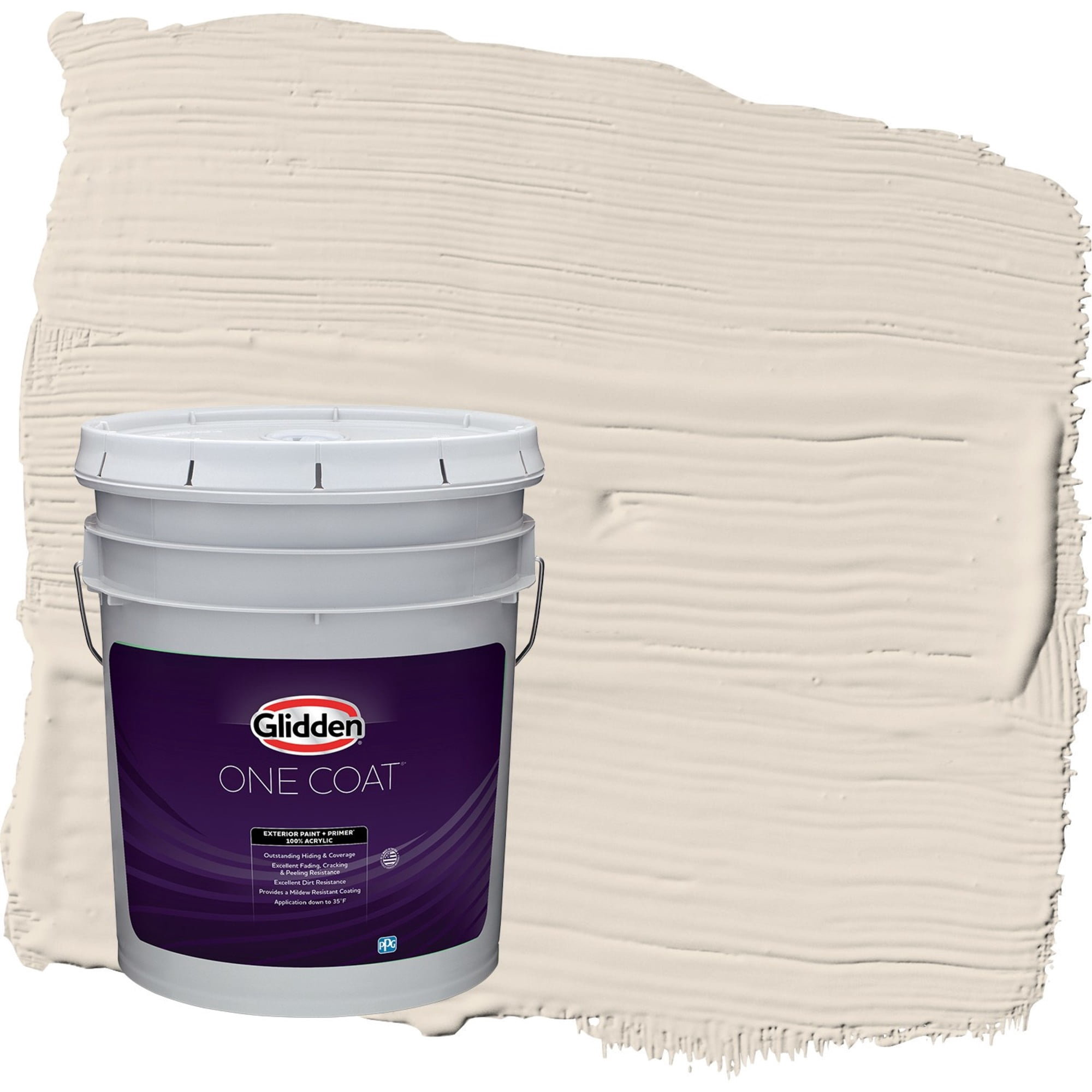 Glidden One Coat Maybe Mushroom / Gray Satin Exterior Paint with Primer, 5 Gallon