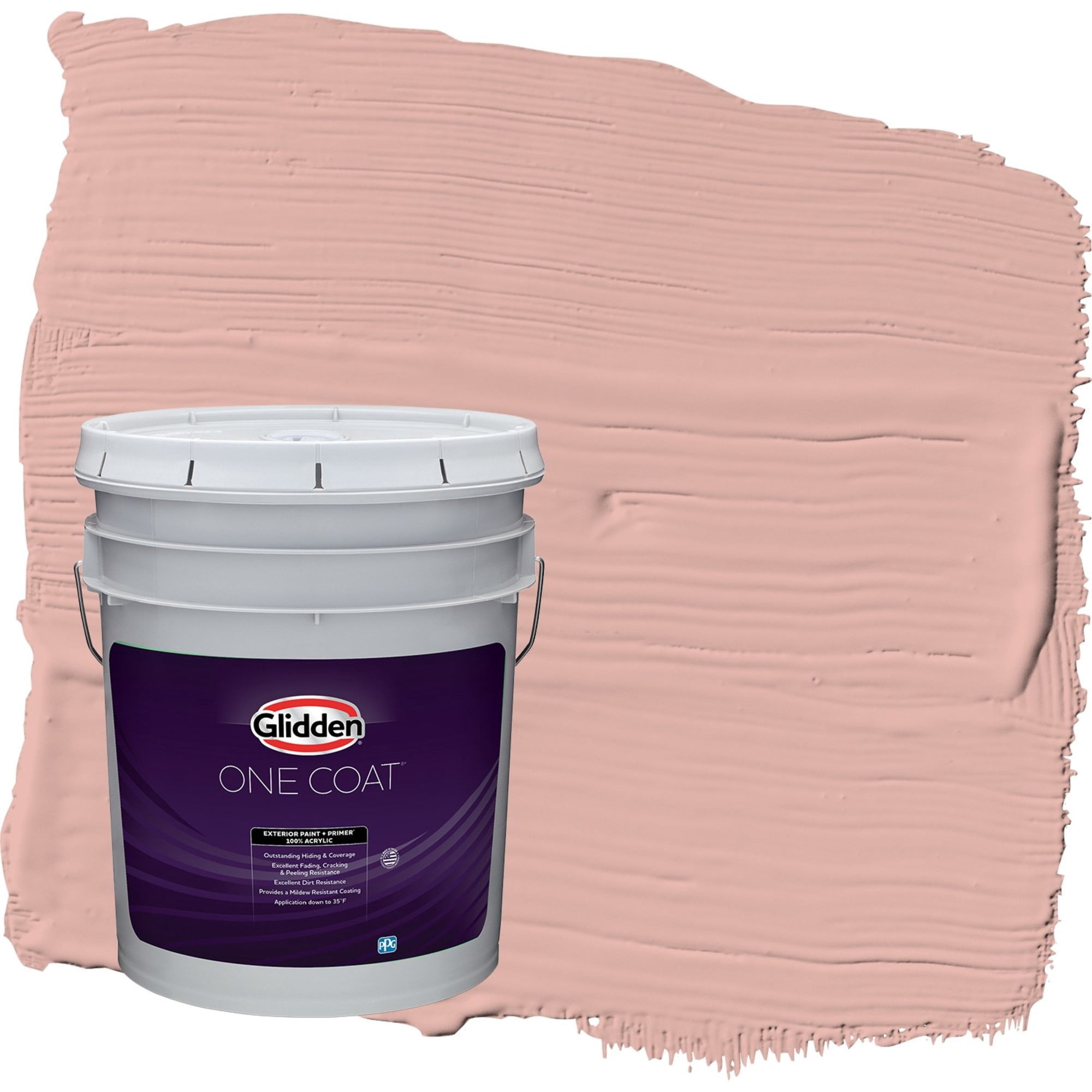 Glidden One Coat Mesa Pink / Orange Flat Exterior Paint with Primer, 5 Gallon