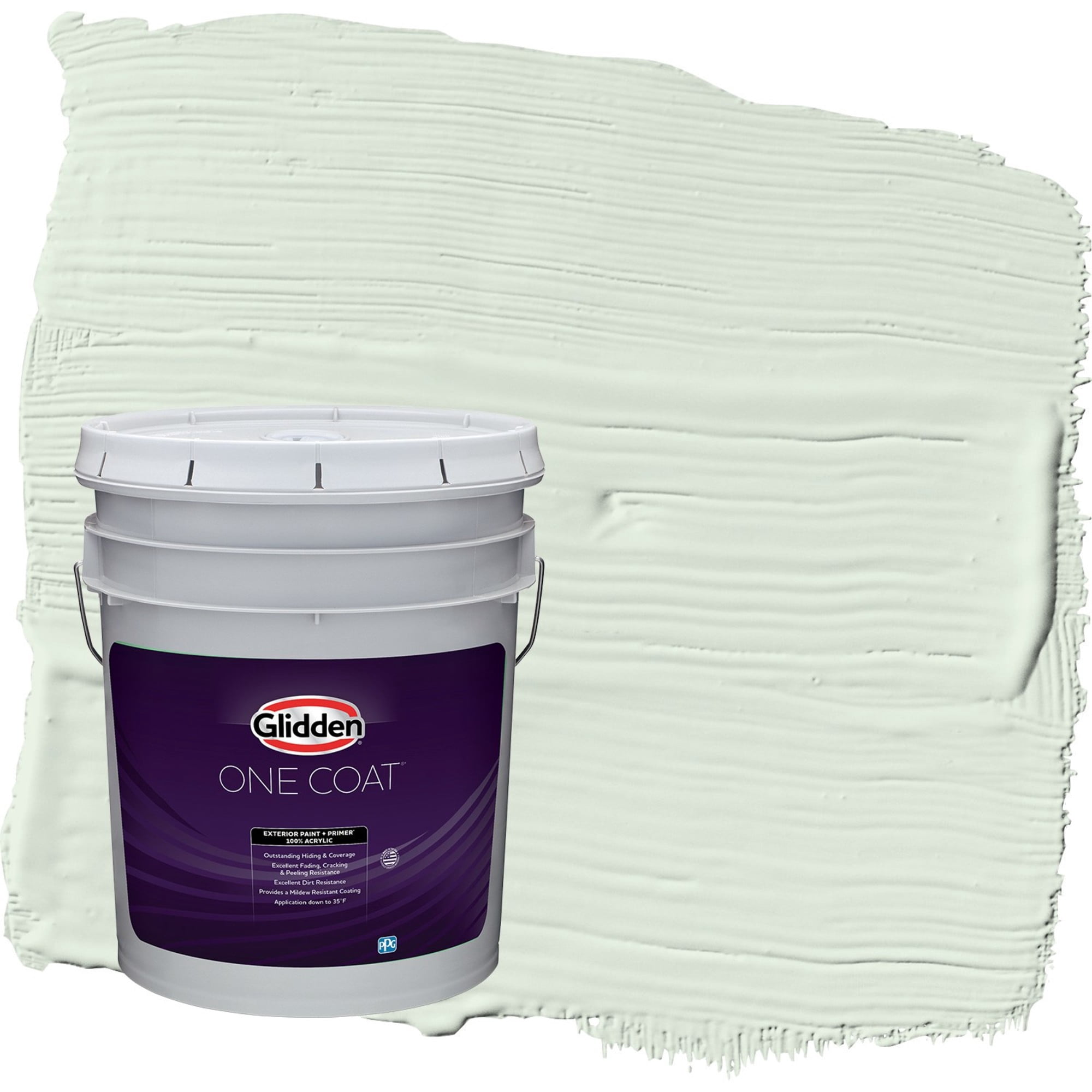 Glidden One Coat Mint Wafer / Green Flat Exterior Paint with Primer, 5 Gallon