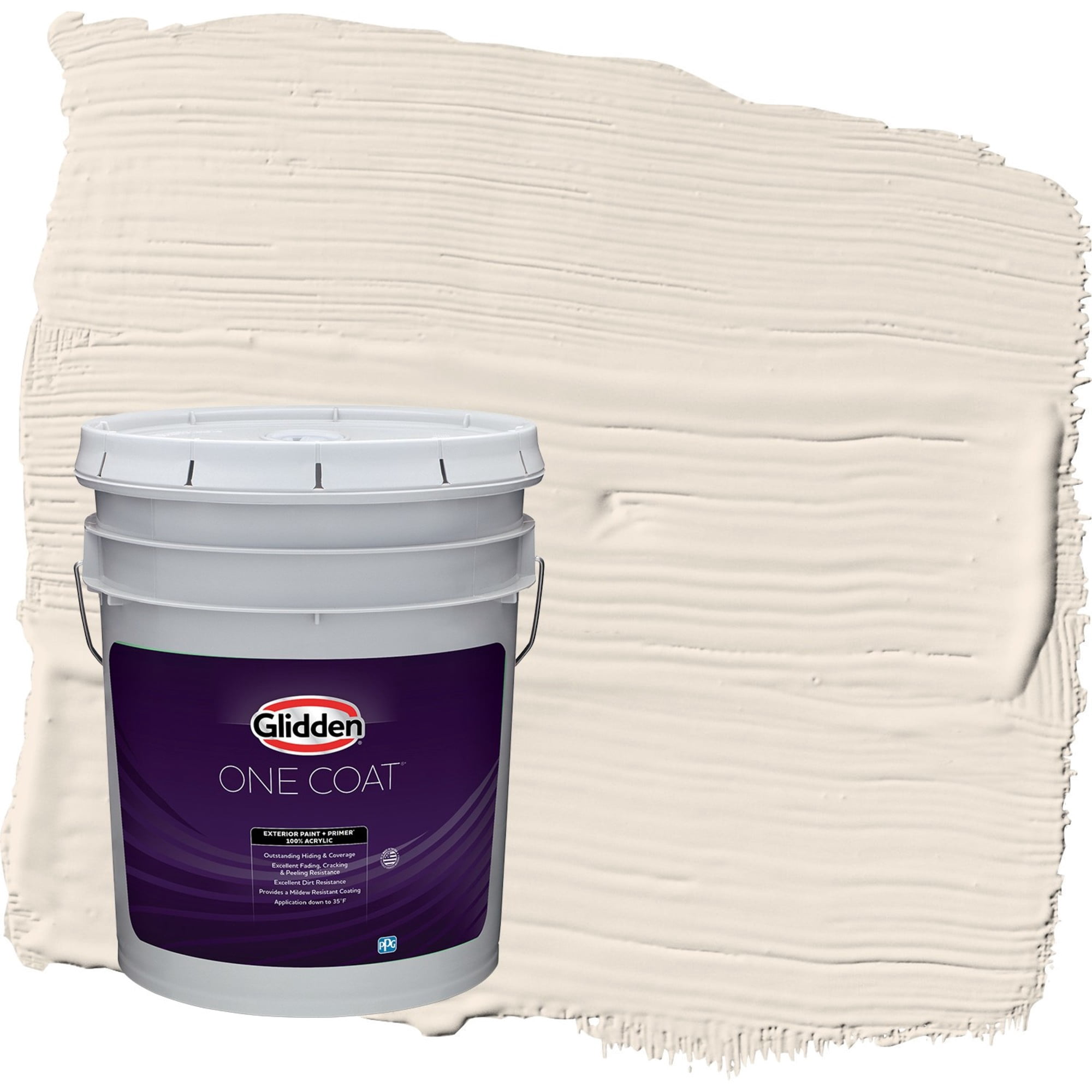 Glidden One Coat Moroccan Moonlight / Beige Flat Exterior Paint with Primer, 5 Gallon