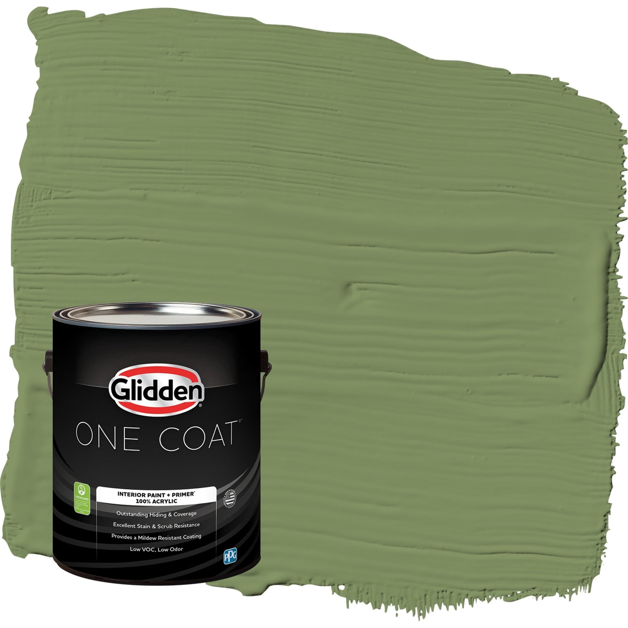 Glidden One Coat Moss Point Green / Green Eggshell Interior Paint with Primer, 1 Gallon