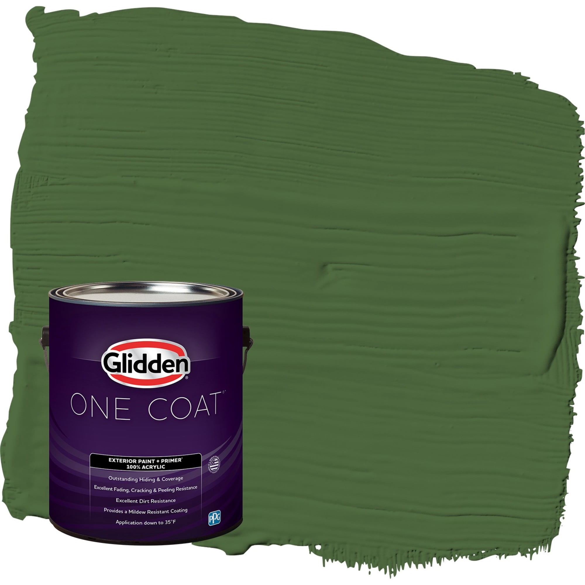 Glidden One Coat Mountain Forest / Green Flat Exterior Paint with Primer, 1 Gallon