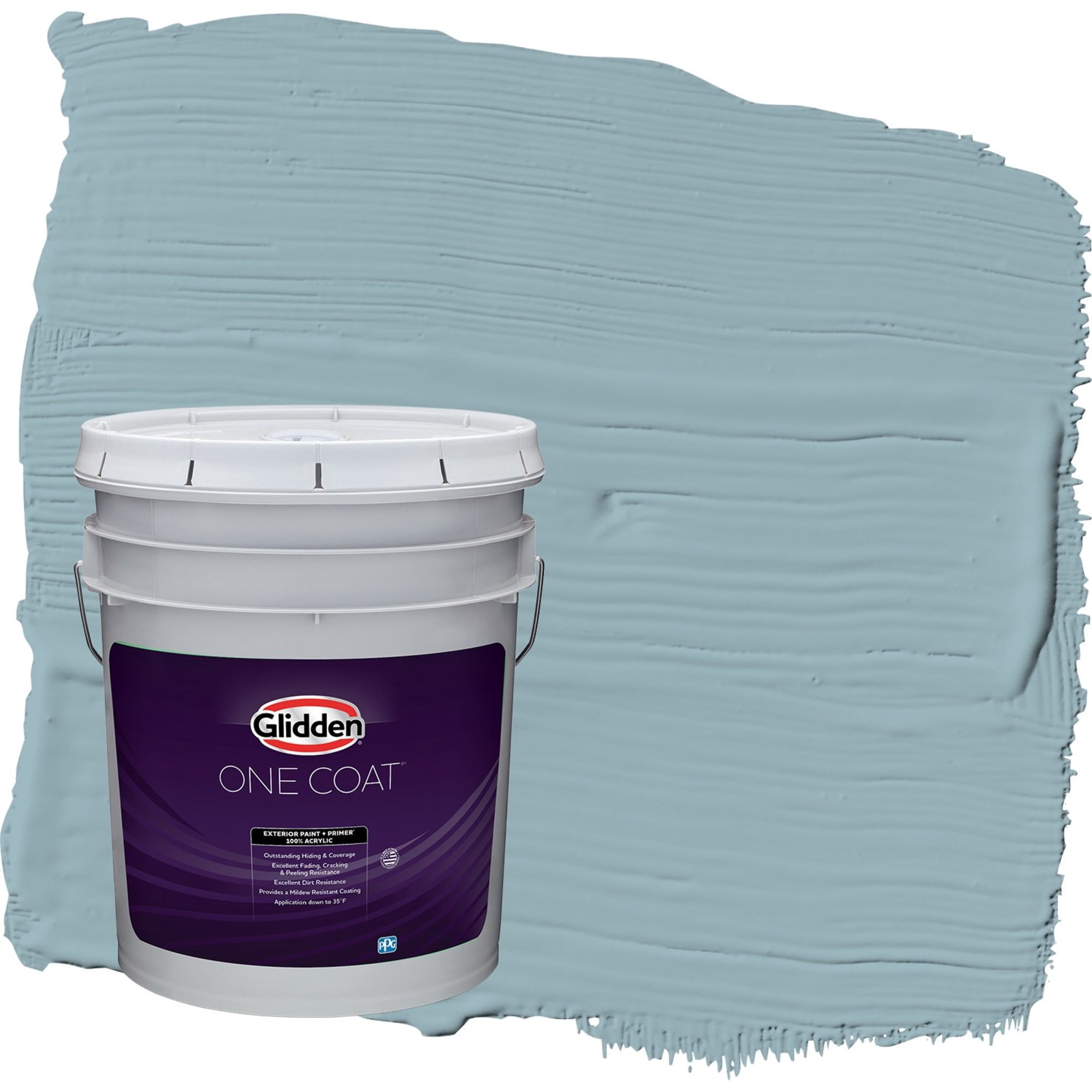 Glidden One Coat Mountain Stream / Blue Satin Exterior Paint with Primer, 5 Gallon