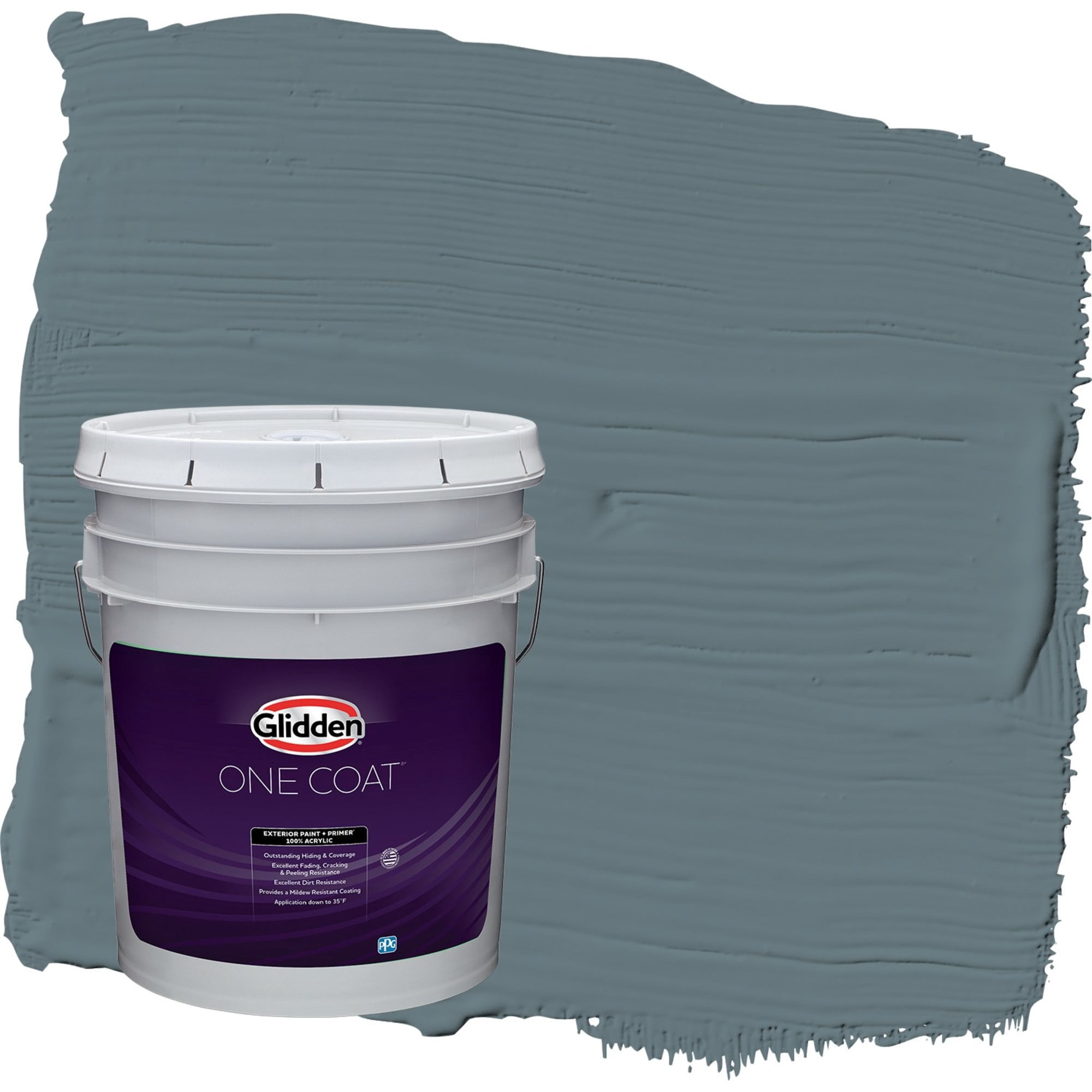 Glidden One Coat Night Rendezvous / Blue Satin Exterior Paint with Primer, 5 Gallon