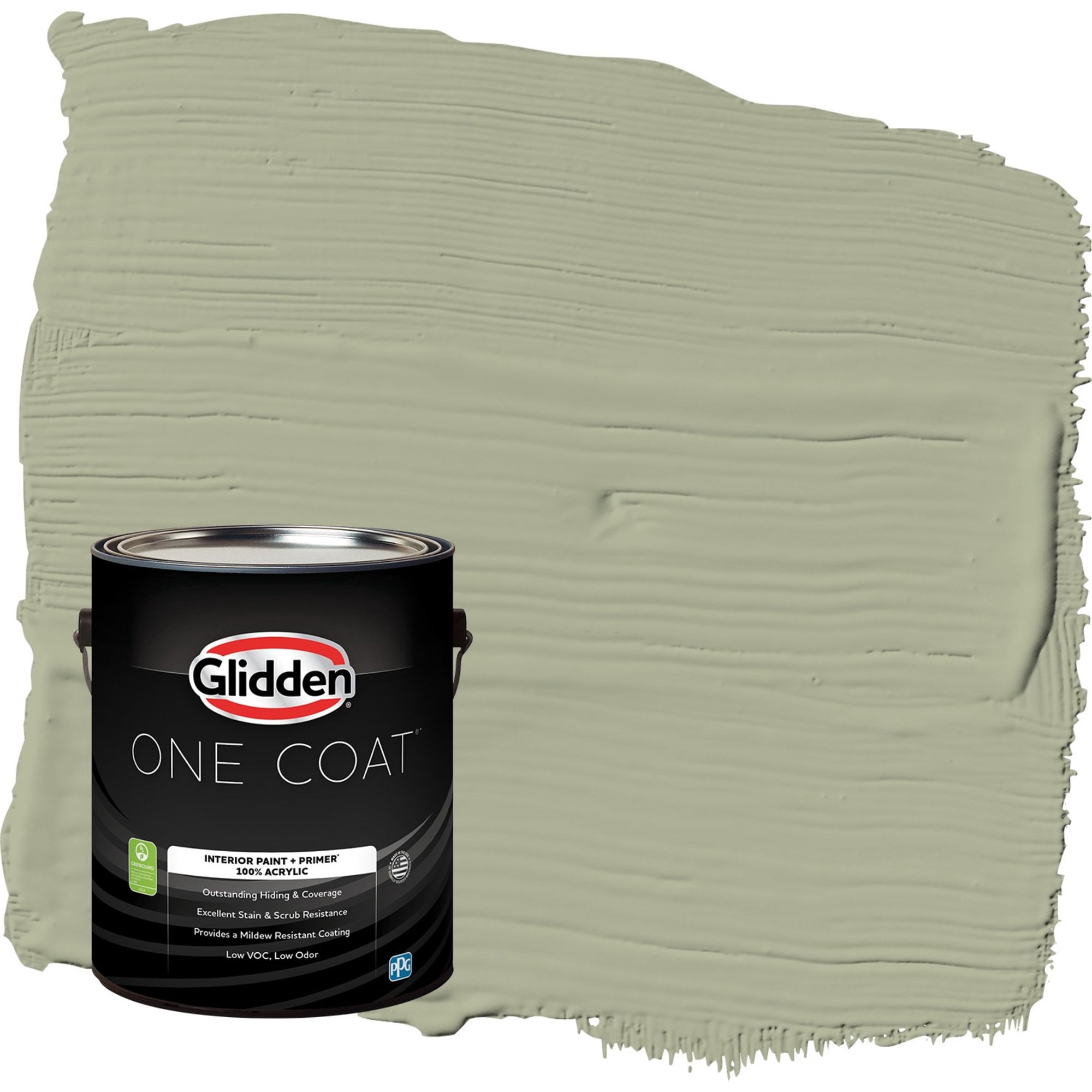 Glidden One Coat Olive Sprig / Green Flat Interior Paint with Primer, 1 Gallon
