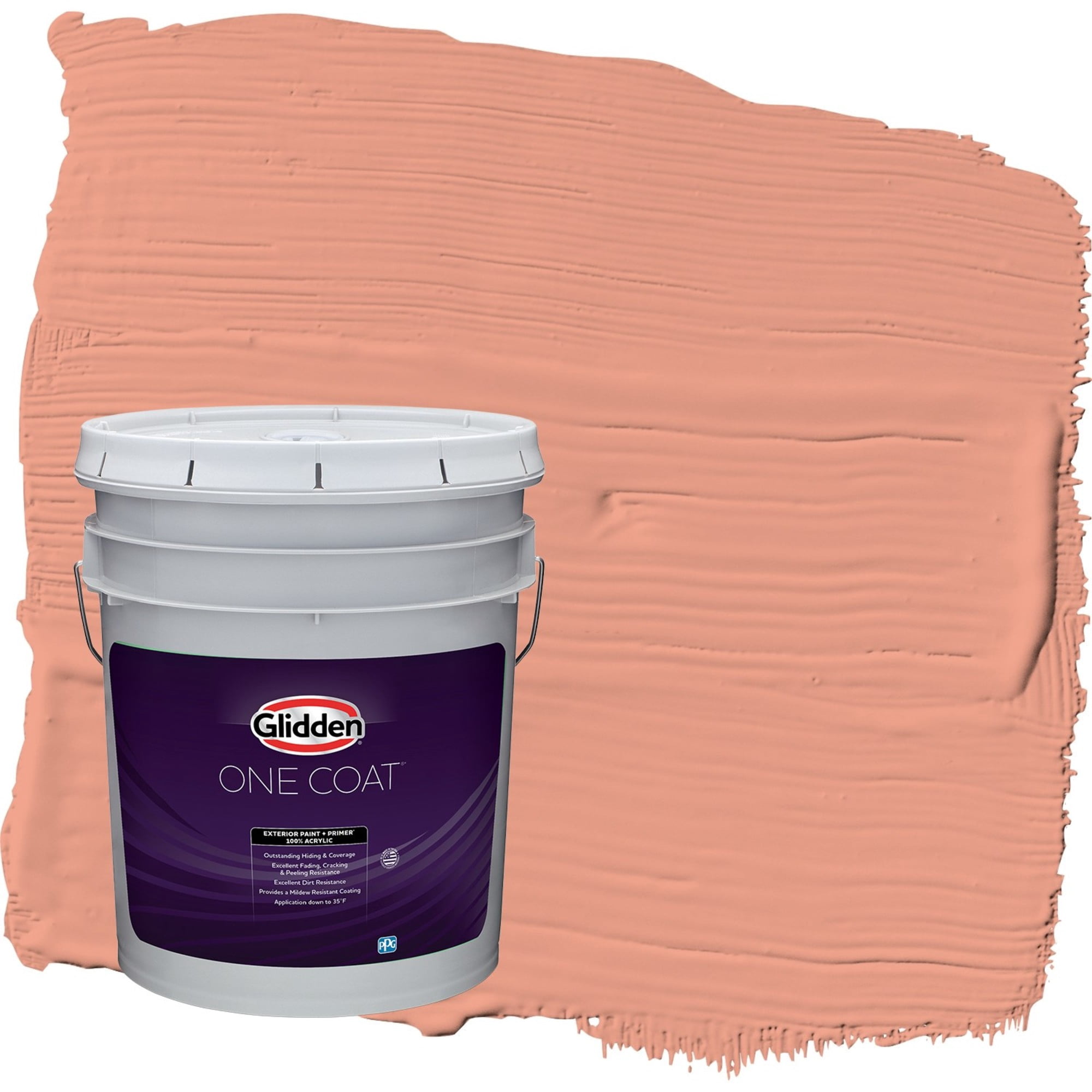 Glidden One Coat Opal Fire / Orange Satin Exterior Paint with Primer, 5 Gallon