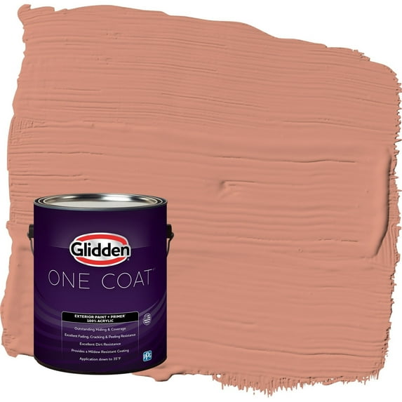 Glidden One Coat Orange Essential / Orange Flat Exterior Paint with Primer, 1 Gallon