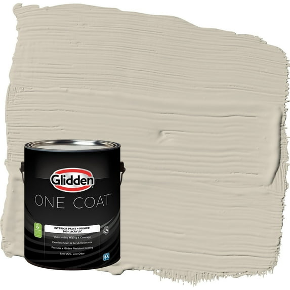Glidden One Coat Ostrich Feather / Beige Flat Interior Paint with Primer, 1 Gallon